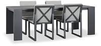 Linear Dark Gray 87" Aluminum Table & 4 Cushioned Side Chairs