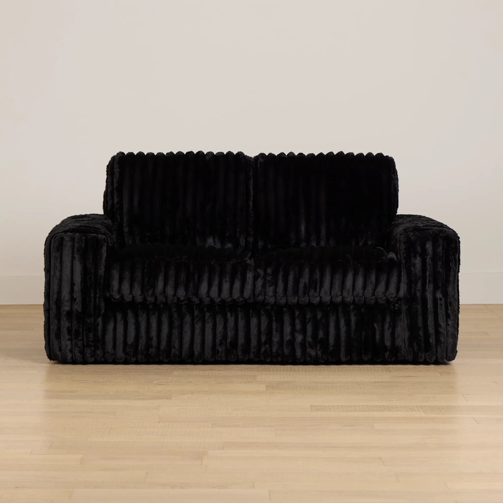 Teddy Black Fabric Loveseat