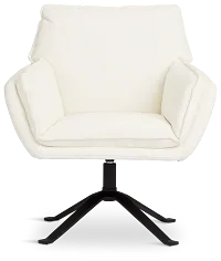 Farley White Micro Swivel Accent Chair