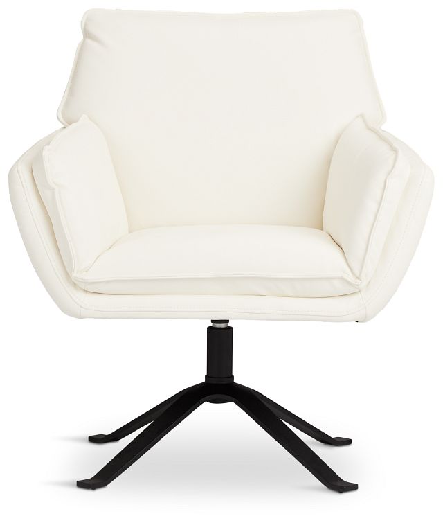 Farley White Micro Swivel Accent Chair