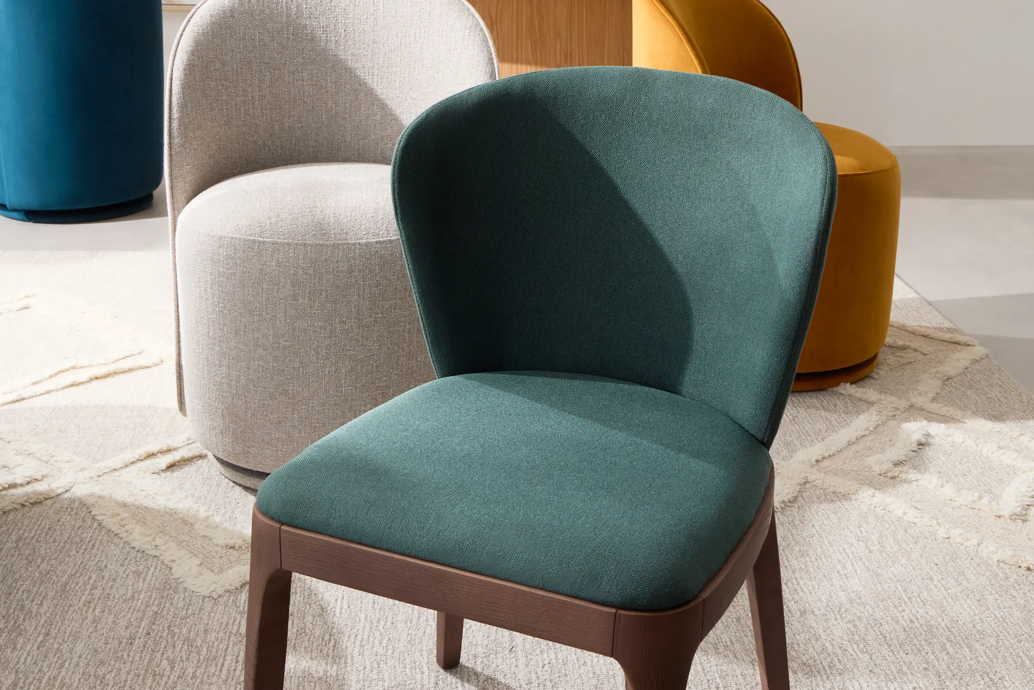 Nomad Dark Green Upholstered Side Chair With Light Tone Legs Nomad Dark Green Upholstered Side Chair With Light Tone Legs