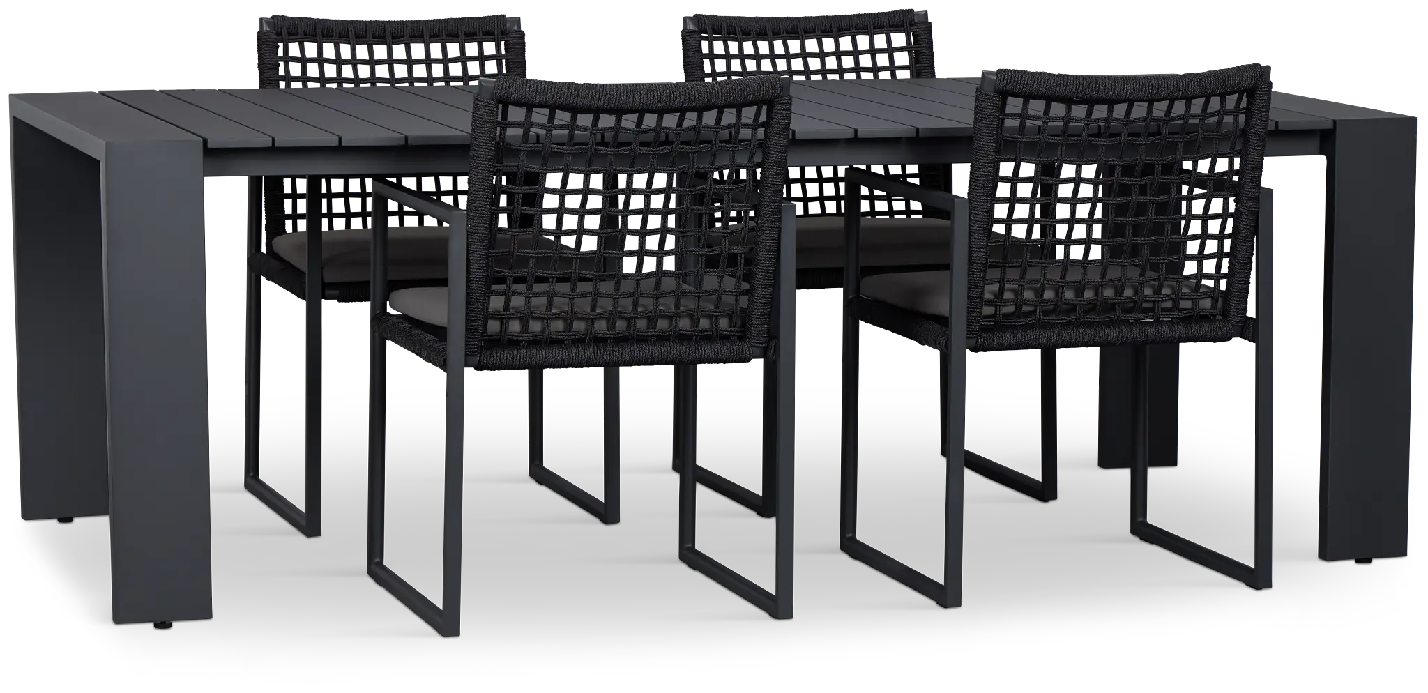 Sunrise Dark Gray 86" Rectangular Table & 4 Aluminum Arm Chairs Sunrise Dark Gray 86" Rectangular Table & 4 Aluminum Arm Chairs