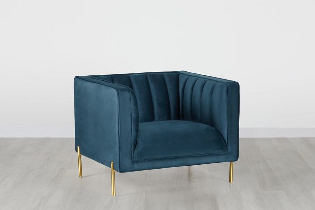 Bella Dark Blue Velvet Chair