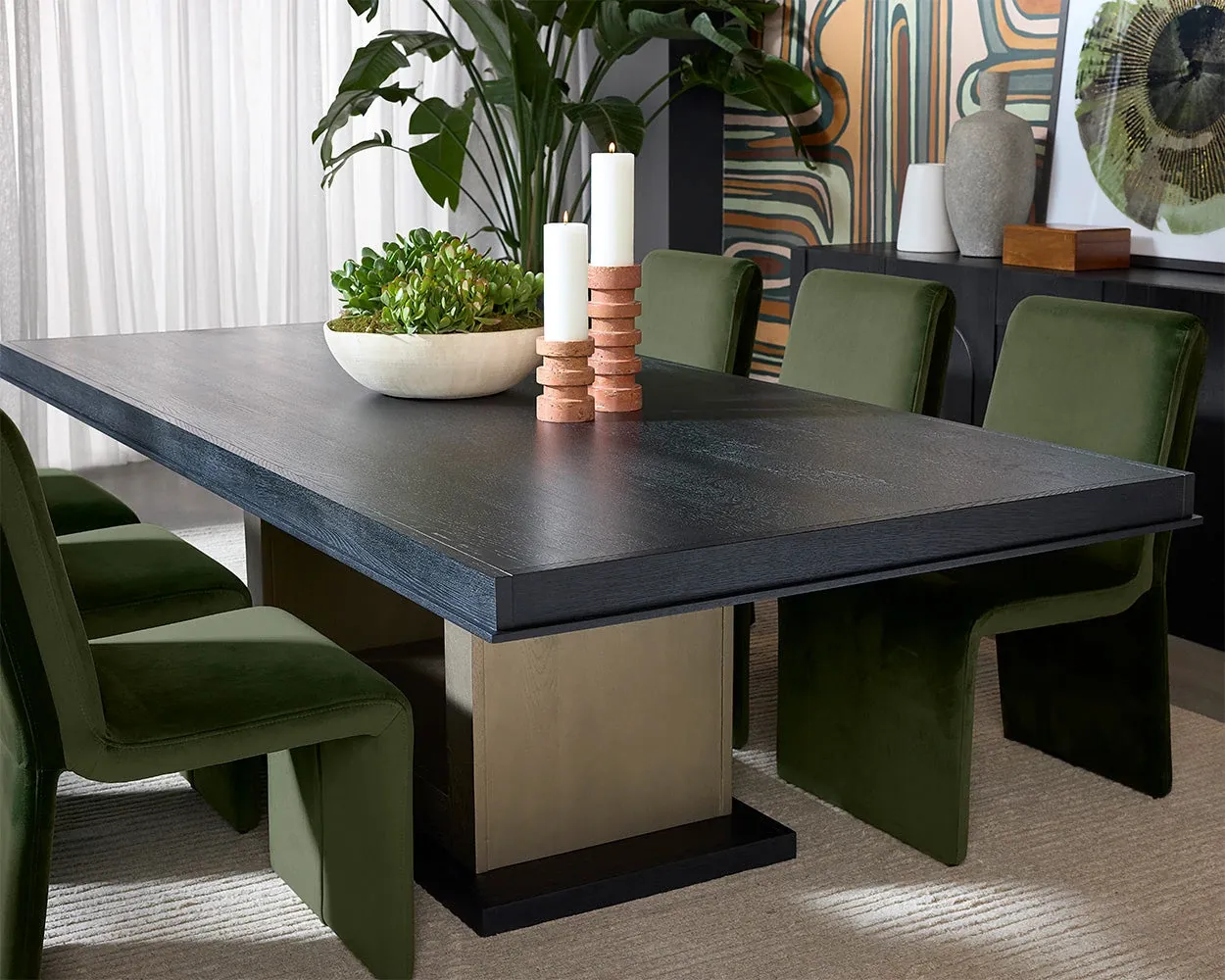 Heron Dark Green Fabric Upholstered Side Chair