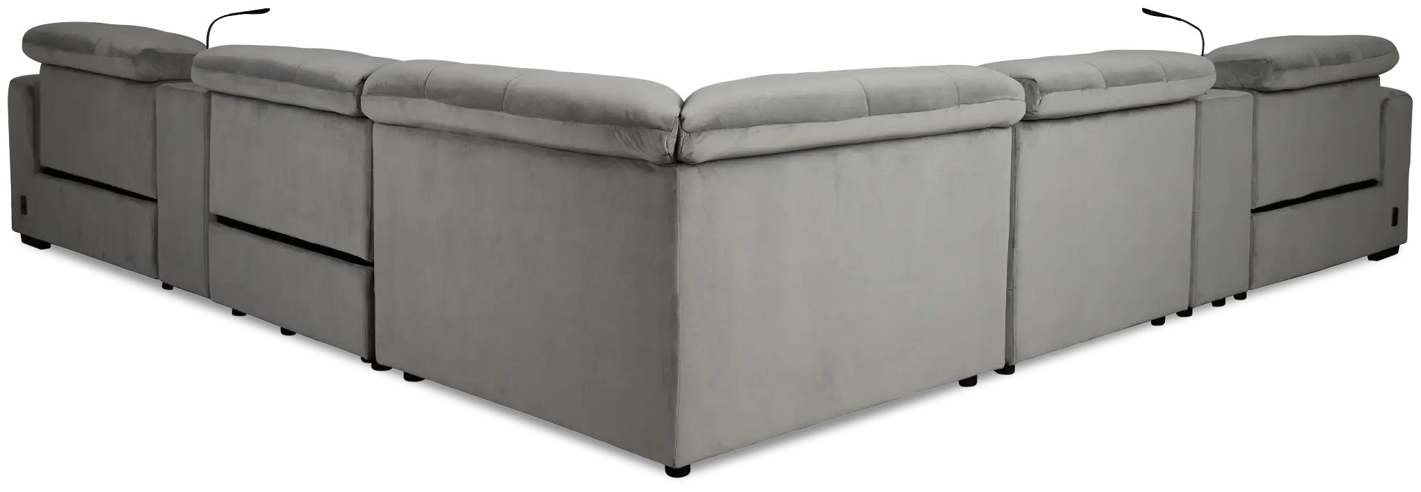 Gemma Light Gray Velvet Large Triple Power Reclining Two-arm Sectional Gemma Light Gray Velvet Large Triple Power Reclining Two-arm Sectional