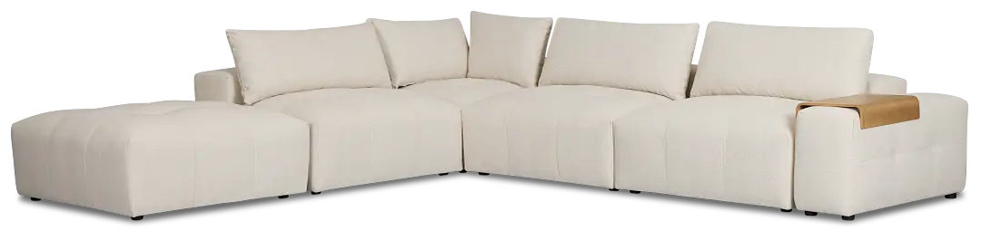 Remi Light Beige Fabric 6-piece Bumper Sectional With Wood Tray Remi Light Beige Fabric 6-piece Bumper Sectional With Wood Tray