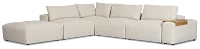 Remi Light Beige Fabric 6-piece Bumper Sectional With Wood Tray