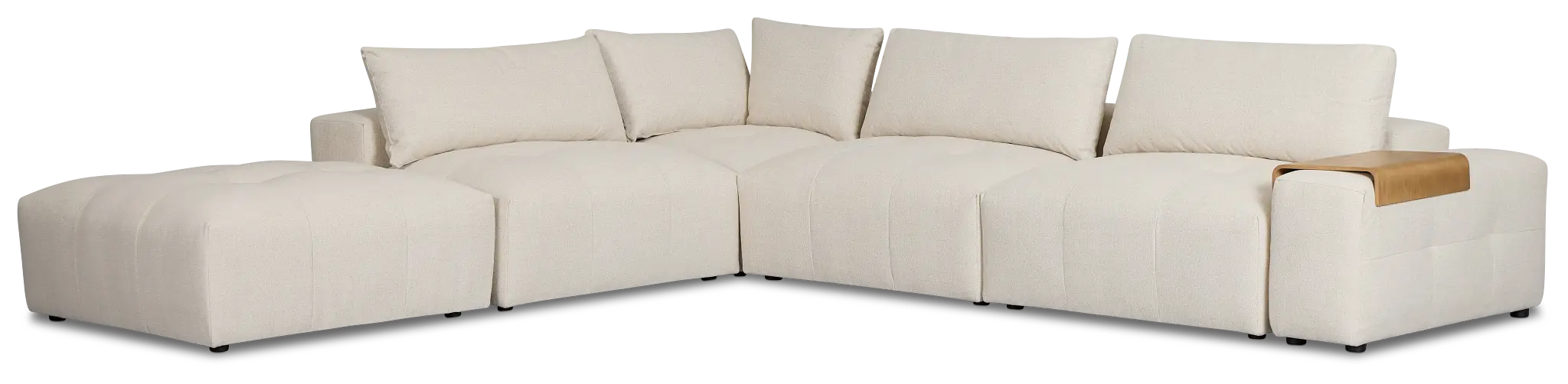 Remi Light Beige Fabric 6-piece Bumper Sectional With Wood Tray Remi Light Beige Fabric 6-piece Bumper Sectional With Wood Tray
