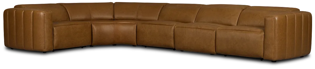 Jace Medium Brown Lthr/vinyl Small Triple Power Reclining Two-arm Sectional