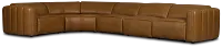 Jace Medium Brown Lthr/vinyl Small Triple Power Reclining Two-arm Sectional