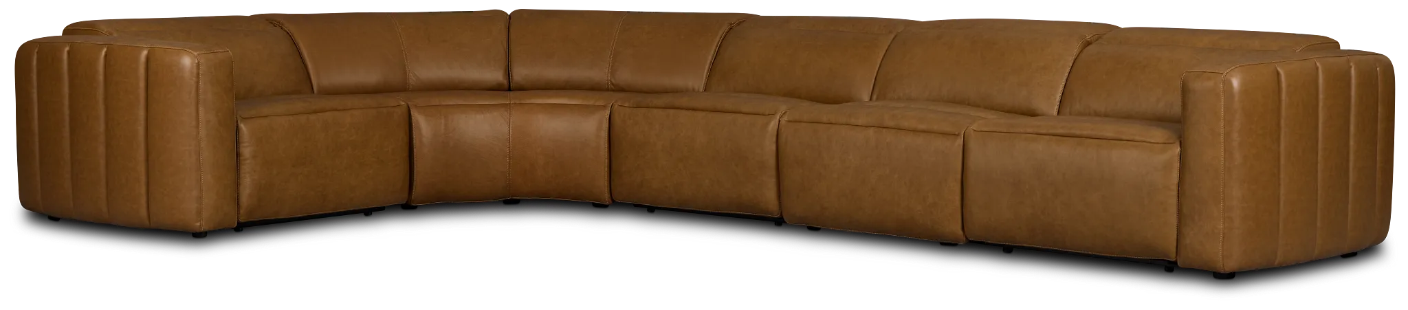 Jace Medium Brown Lthr/vinyl Small Triple Power Reclining Two-arm Sectional