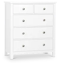 Charleston White 5-drawer Chest