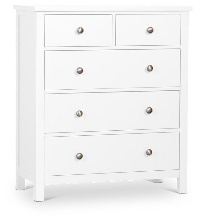 Charleston White 5-drawer Chest