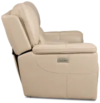 Fallon Beige Lthr/vinyl Power Reclining Console Loveseat W/ Massage
