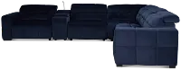 Gemma Navy Velvet Medium Triple Power Right Chaise Sectional