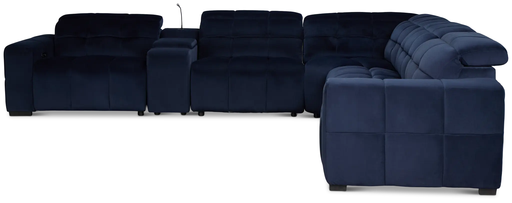 Gemma Navy Velvet Medium Triple Power Right Chaise Sectional Gemma Navy Velvet Medium Triple Power Right Chaise Sectional