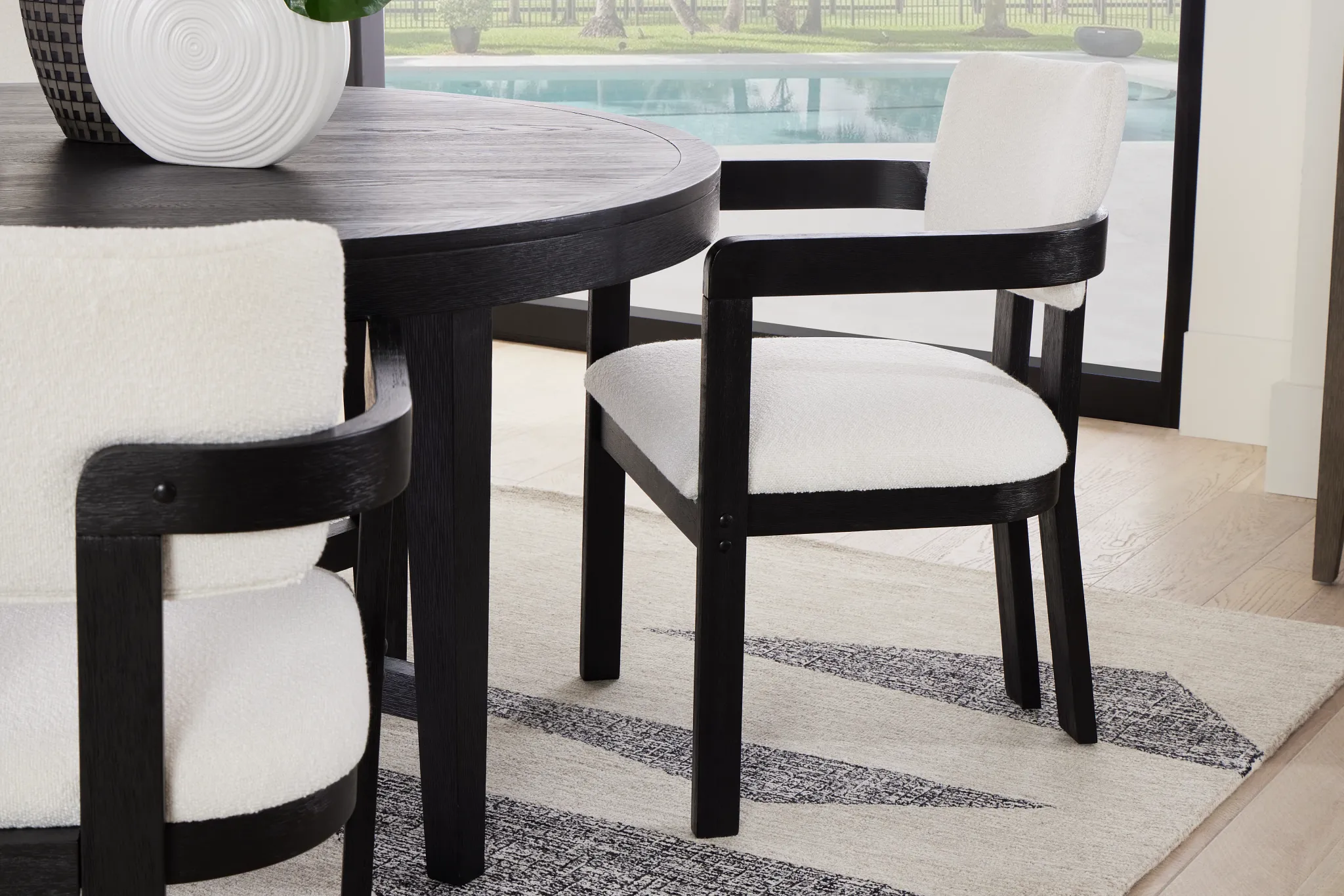 Alden Black Round Upholstered Arm Chair