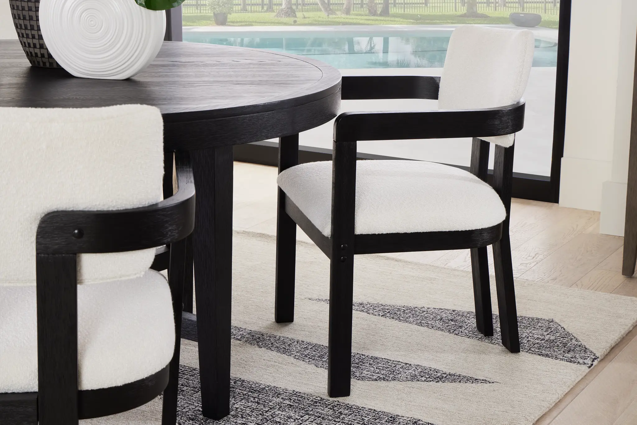 Alden Black Round Upholstered Arm Chair Alden Black Round Upholstered Arm Chair