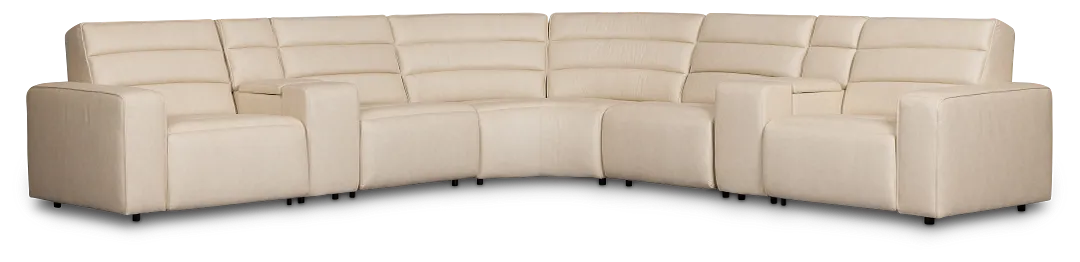 Sawyer Ivory Micro Large Dual Power Reclining Two-arm Sectional