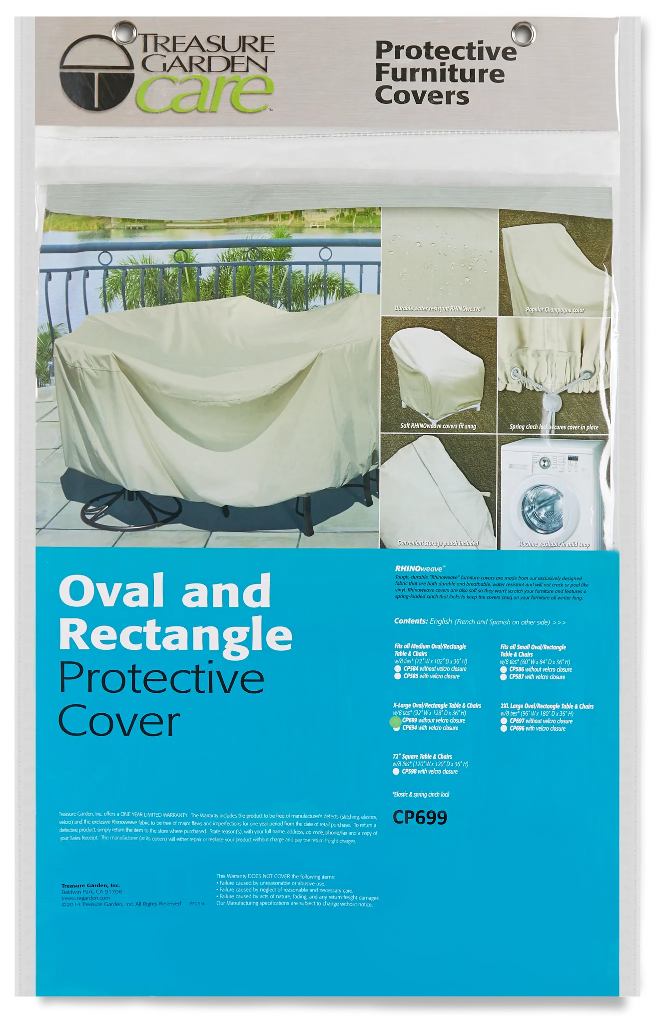 Khaki Large Table & 4 Chairs Outdoor Cover