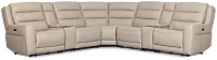 Wilder Taupe Leather Large Triple Power Reclining Two-arm Sectional