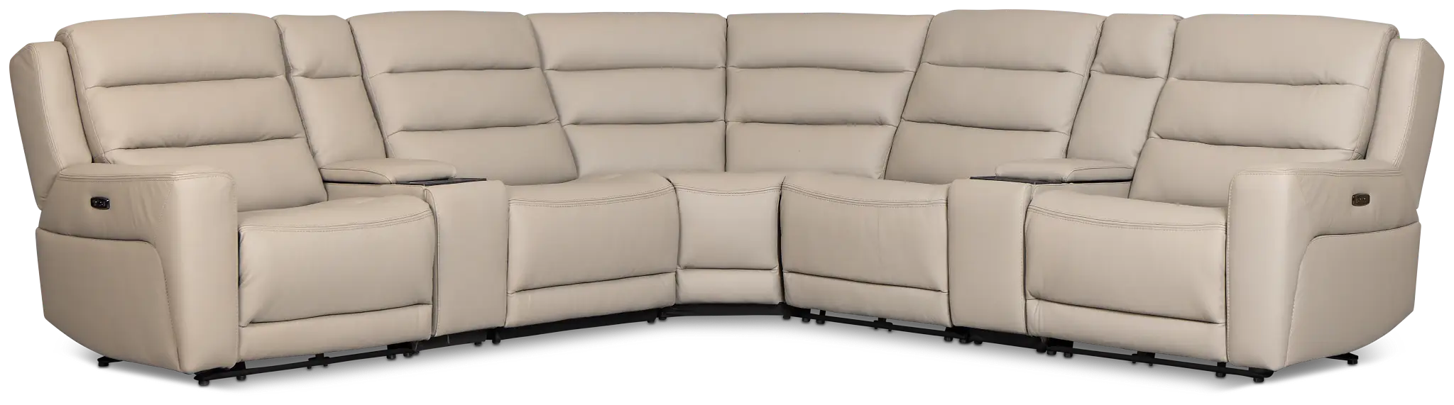 Wilder Taupe Leather Large Triple Power Reclining Two-arm Sectional Wilder Taupe Leather Large Triple Power Reclining Two-arm Sectional