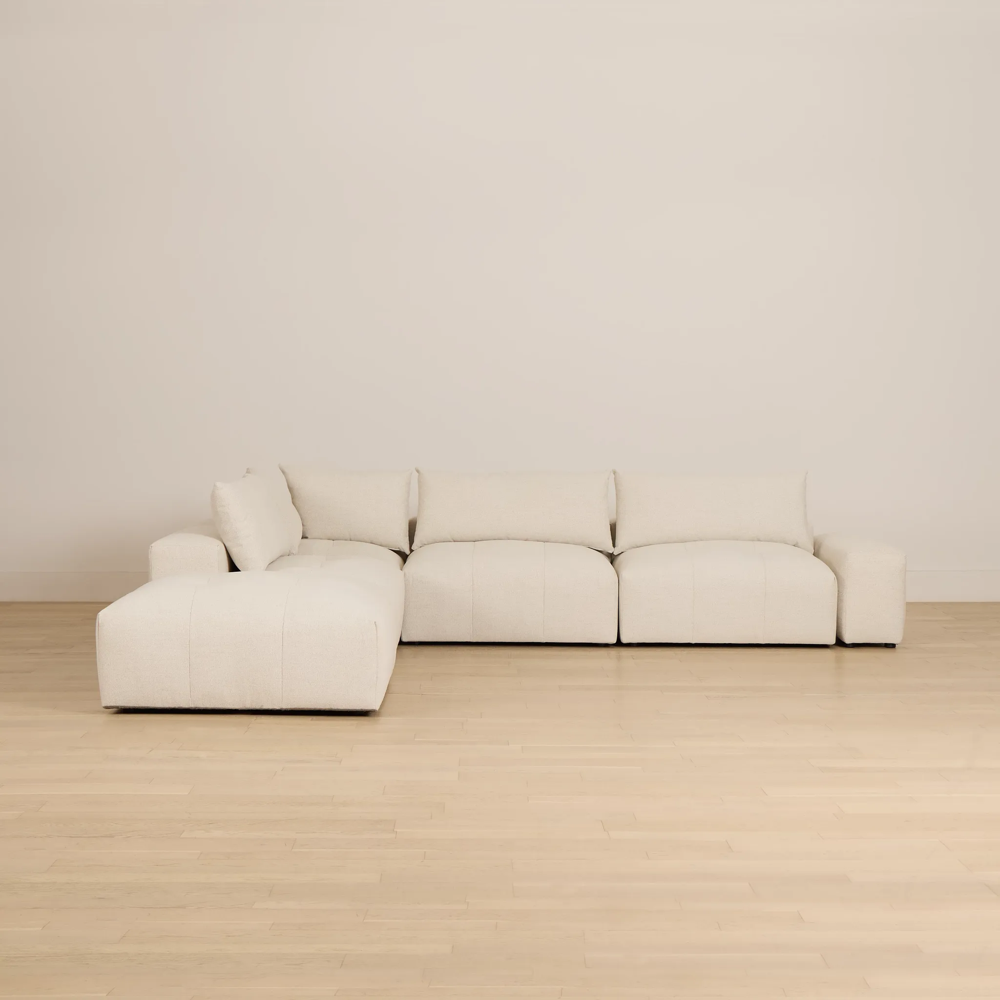 Remi Light Beige Fabric 6-piece Bumper Sectional