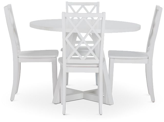 Edgartown White Round Table & 4 White Wood Chairs (2)