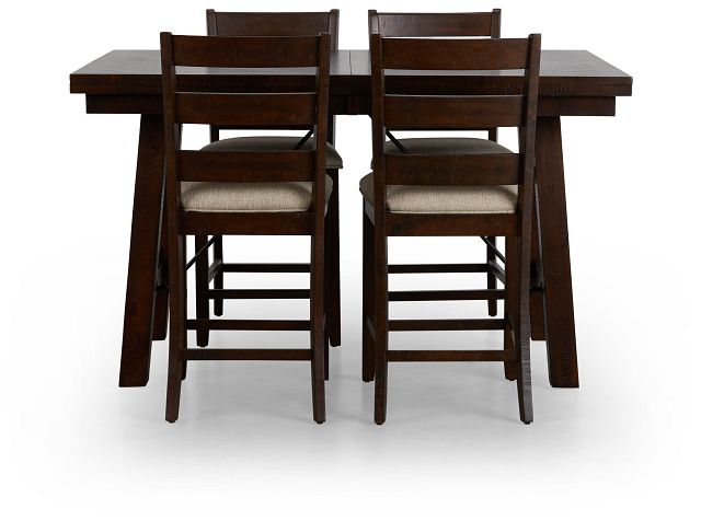 Jax Dark Tone High Table & 4 Wood Barstools