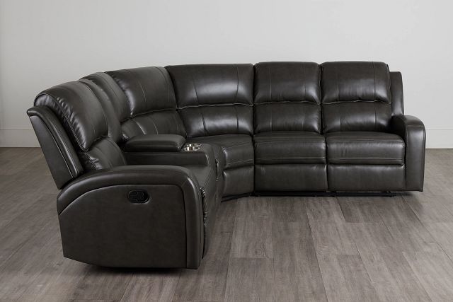 Arden Dark Gray Micro Medium Dual Reclining Sectional With Left Console