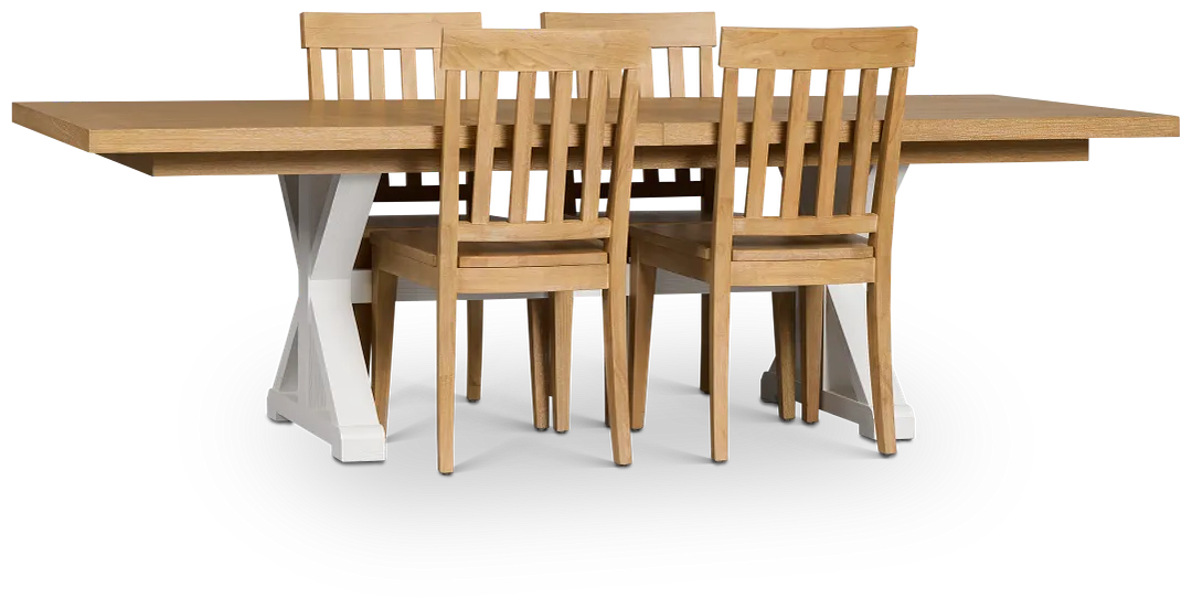 Nantucket Two-tone Rect Table & 4 Wood Chairs