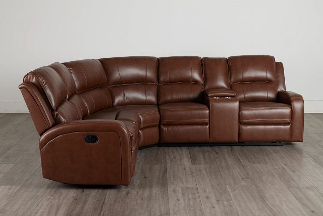 Arden Dark Brown Micro Medium Dual Reclining Sectional With Right Console