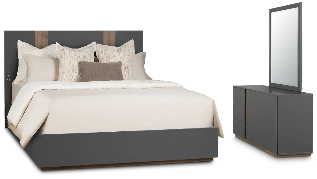 Brasilia Gray Platform Bedroom With Speaker