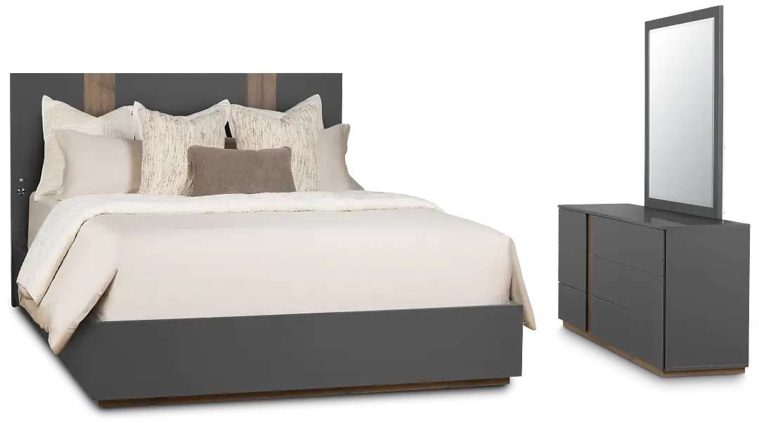 Brasilia Gray Platform Bedroom With Speaker Brasilia Gray Platform Bedroom With Speaker