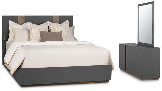 Brasilia Gray Platform Bedroom With Speaker