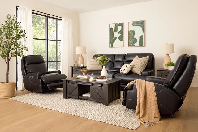 Casey Black Lthr/vinyl Power Rocker Recliner