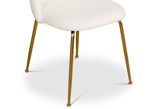 Capri White Micro Upholstered Side Chair W/ Gold Legs