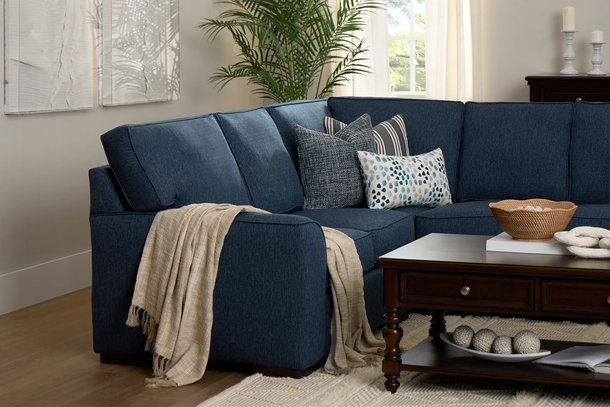 Sinclair Dark Blue Fabric Medium Right Chaise Sectional