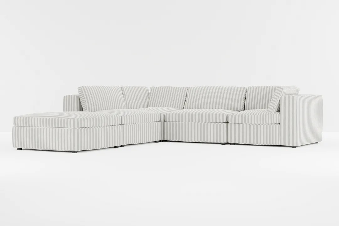 Destin Sea Lane Dark Gray Fabric 5pc Bumper Sectional