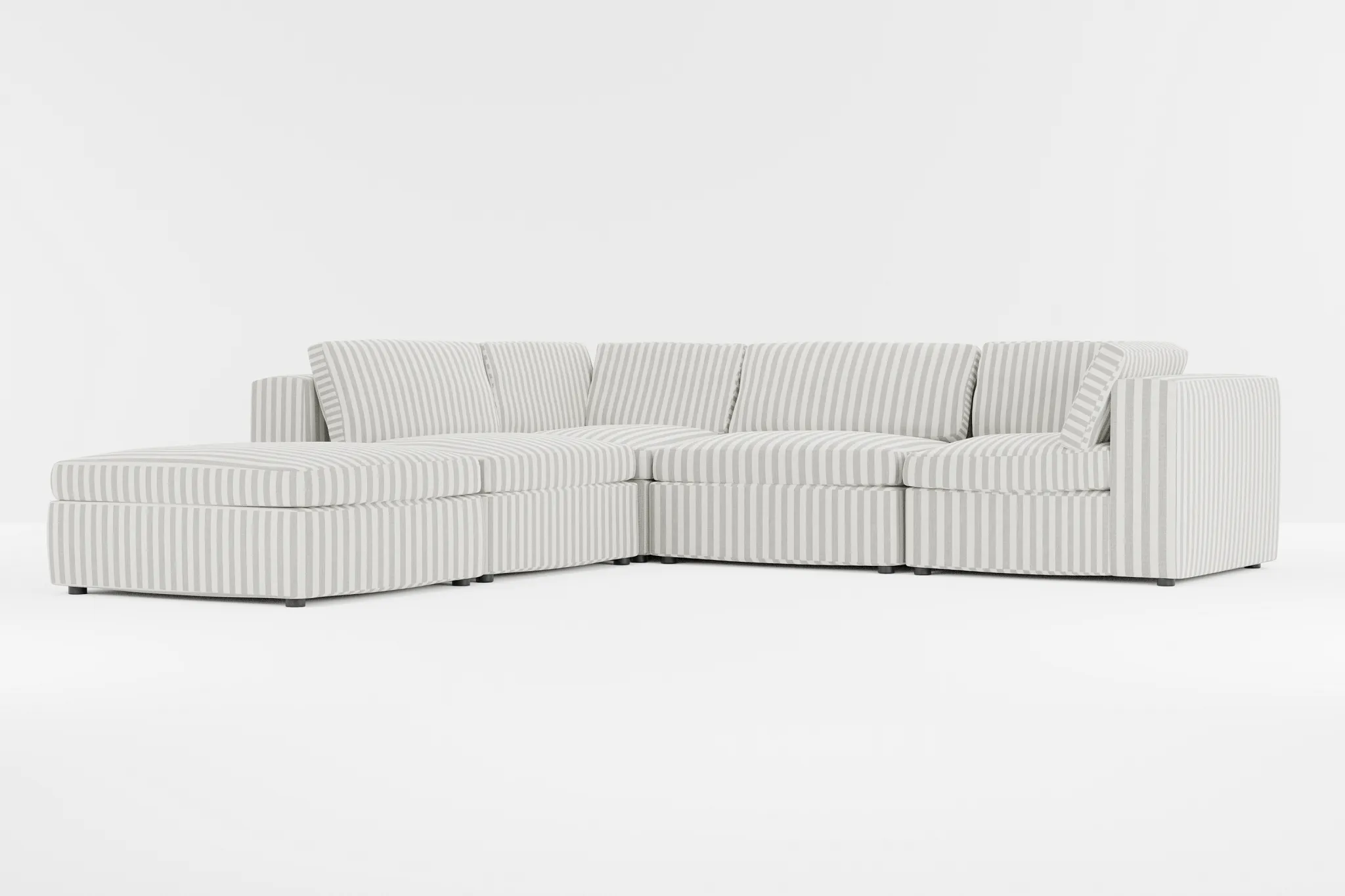 Destin Sea Lane Dark Gray Fabric 5pc Bumper Sectional