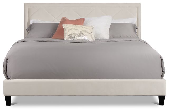 Collin Beige Velvet Platform Bed