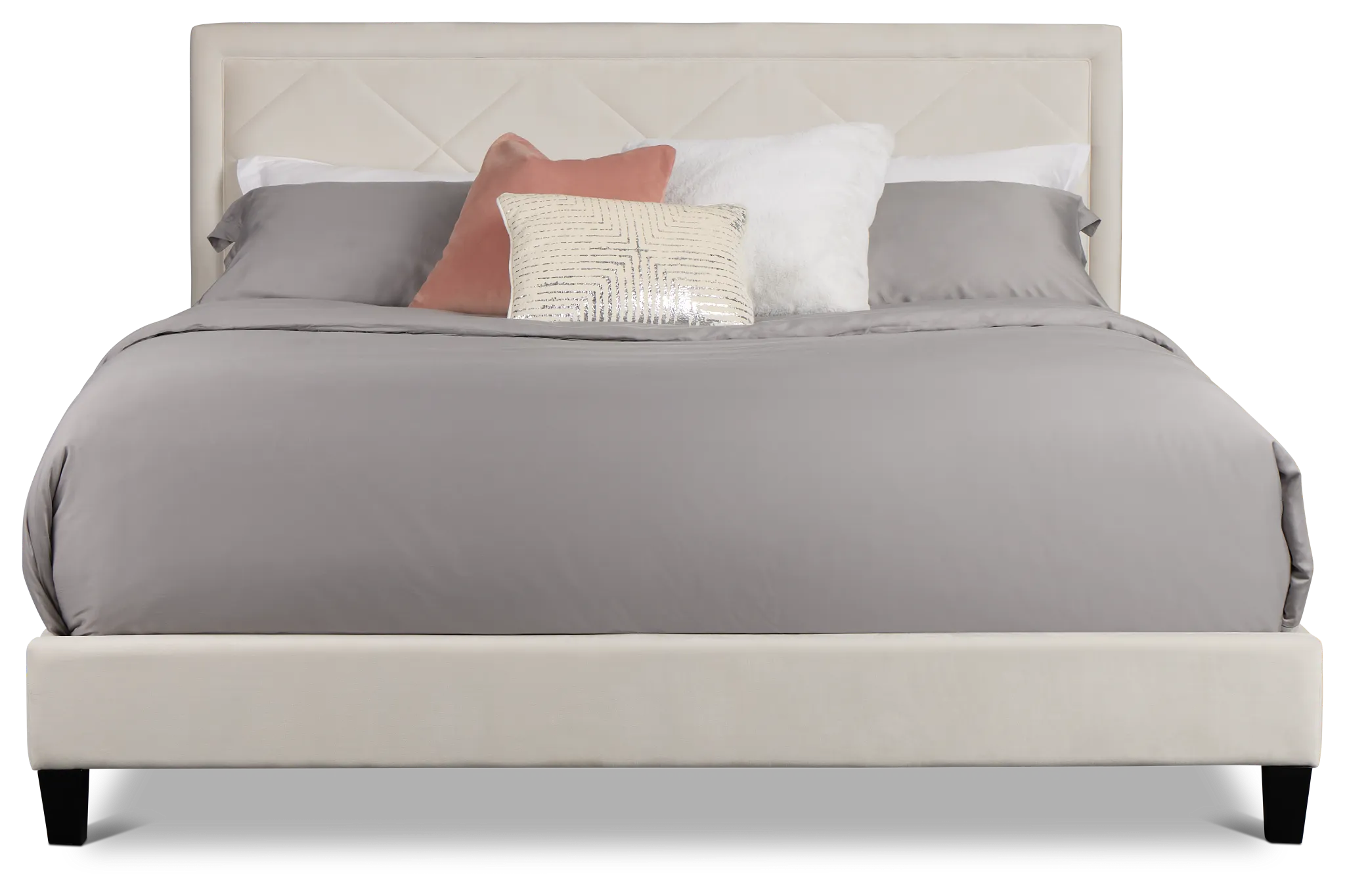 Collin Beige Velvet Platform Bed