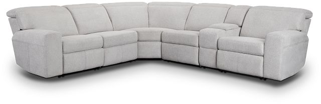 Callum Light Gray Fabric Medium Dual Manual 2-arm Sectional