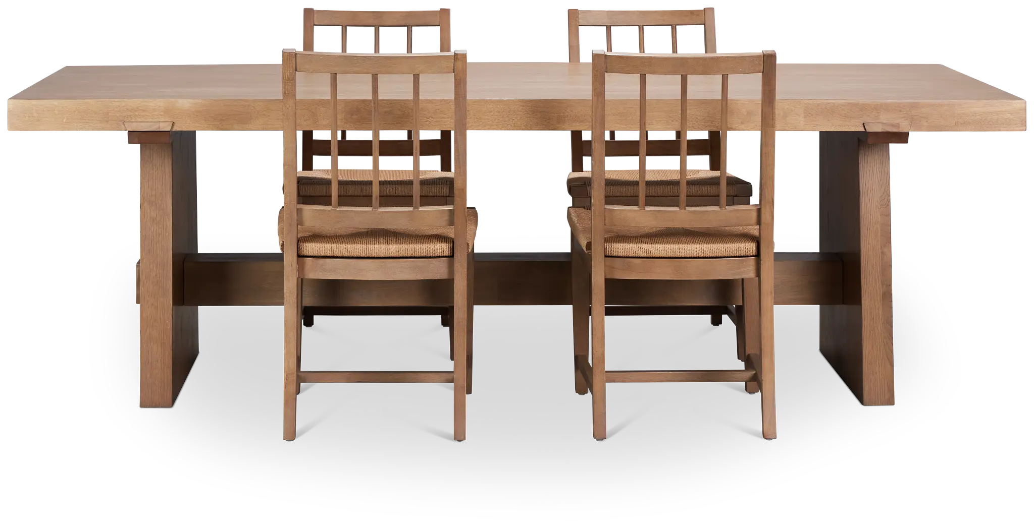 Provo Mid Tone Trestle Table & 4 Woven Chairs Provo Mid Tone Trestle Table & 4 Woven Chairs