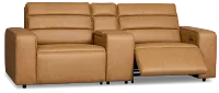 Sawyer Light Brown Micro Power Reclining Console Loveseat