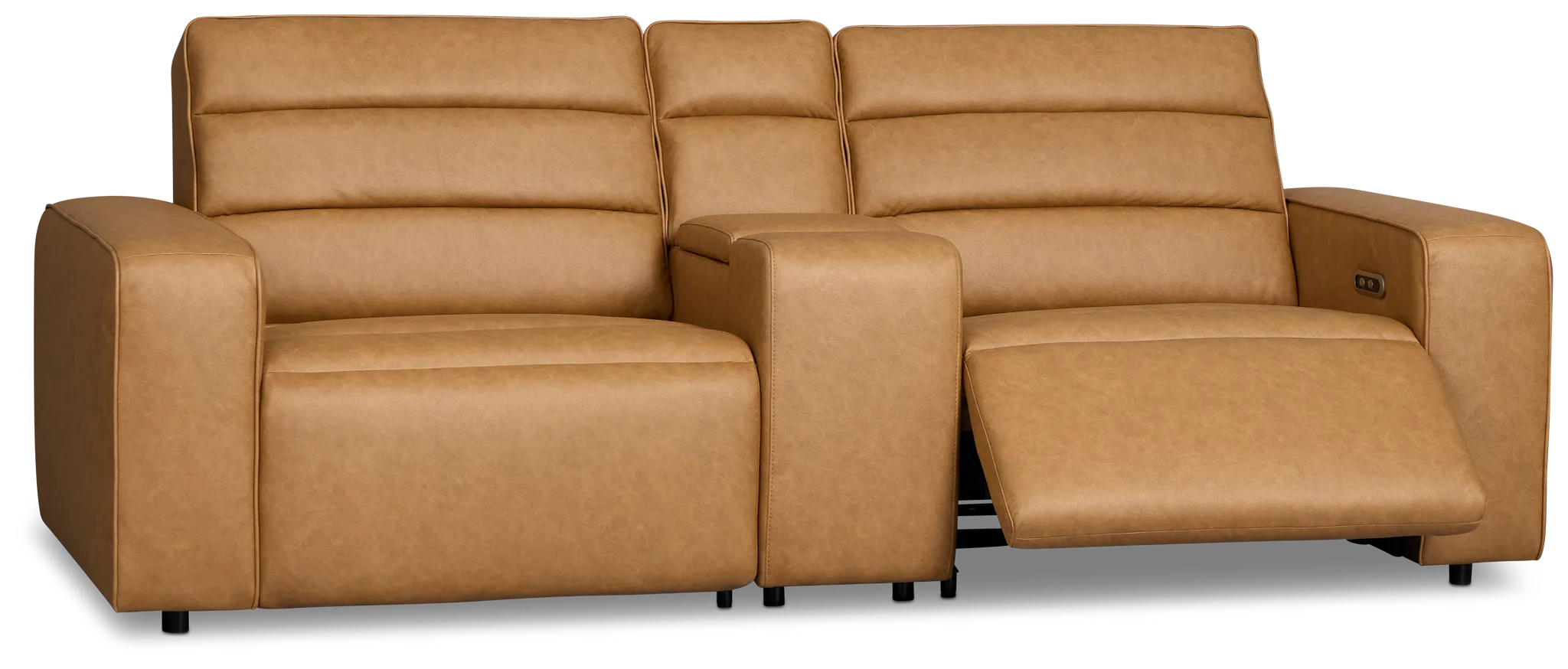Sawyer Light Brown Micro Power Reclining Console Loveseat