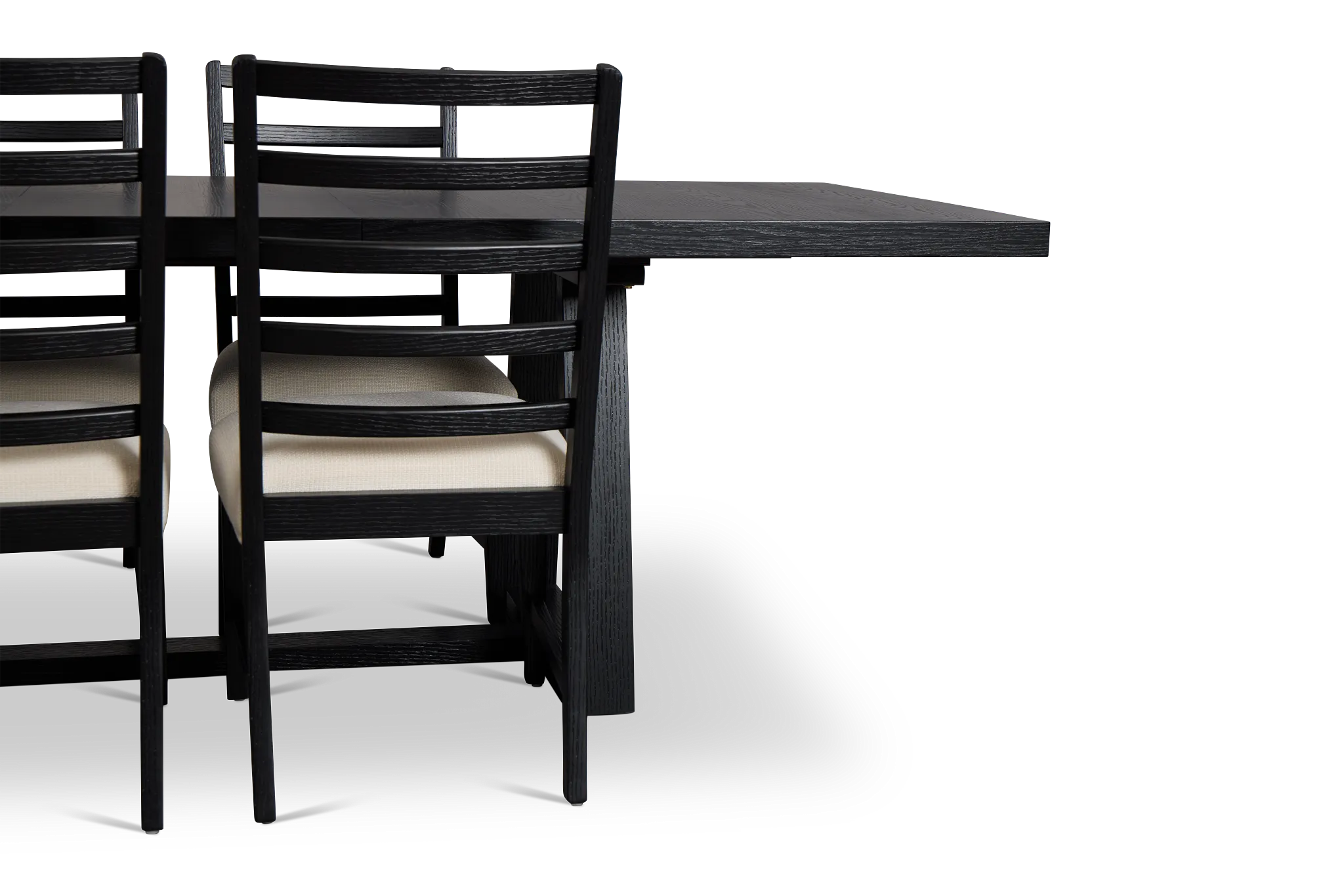 Williamsburg Black Extension Rectangular Table & 4 Upholstered Chairs