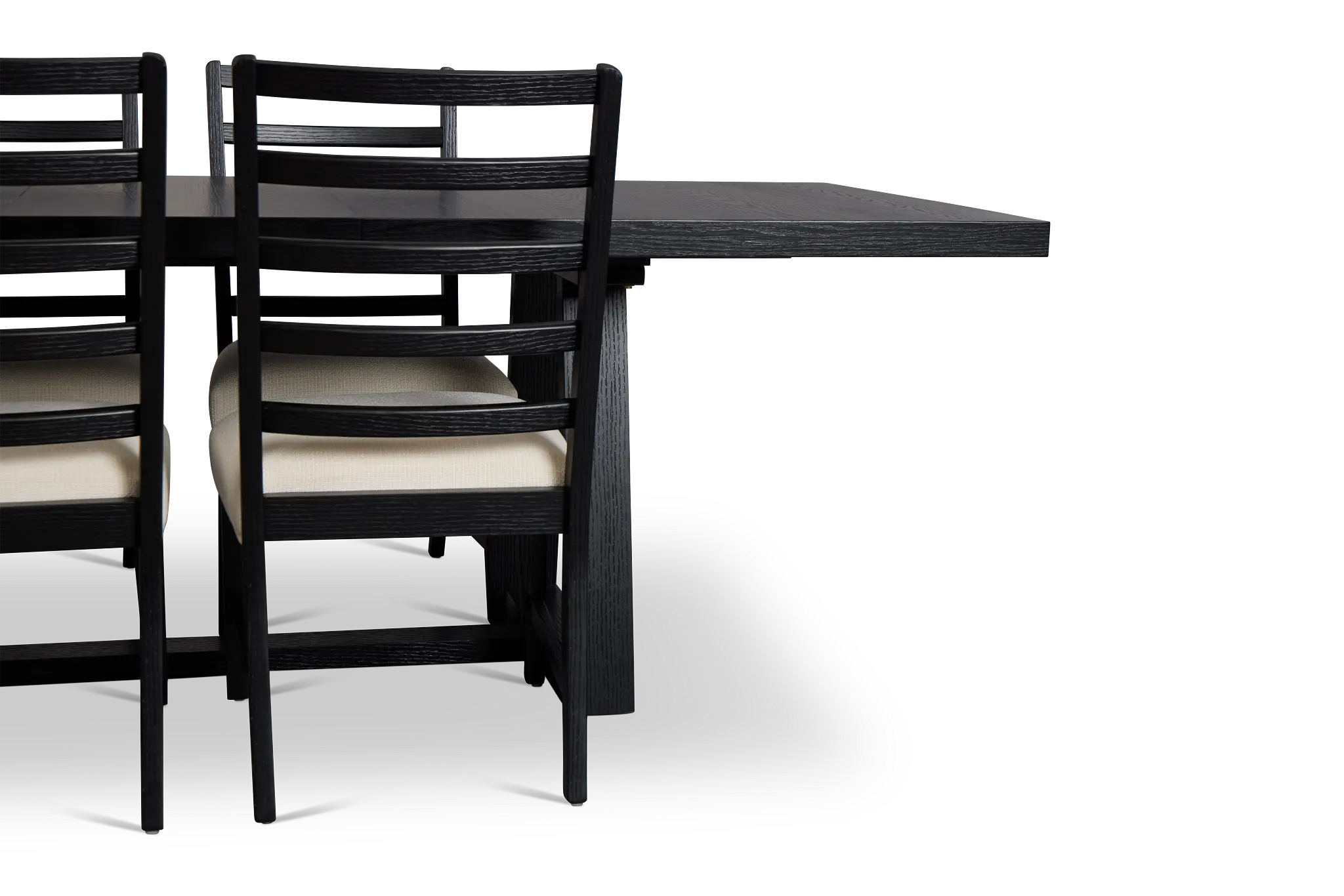 Williamsburg Black Extension Rectangular Table & 4 Upholstered Chairs Williamsburg Black Extension Rectangular Table & 4 Upholstered Chairs