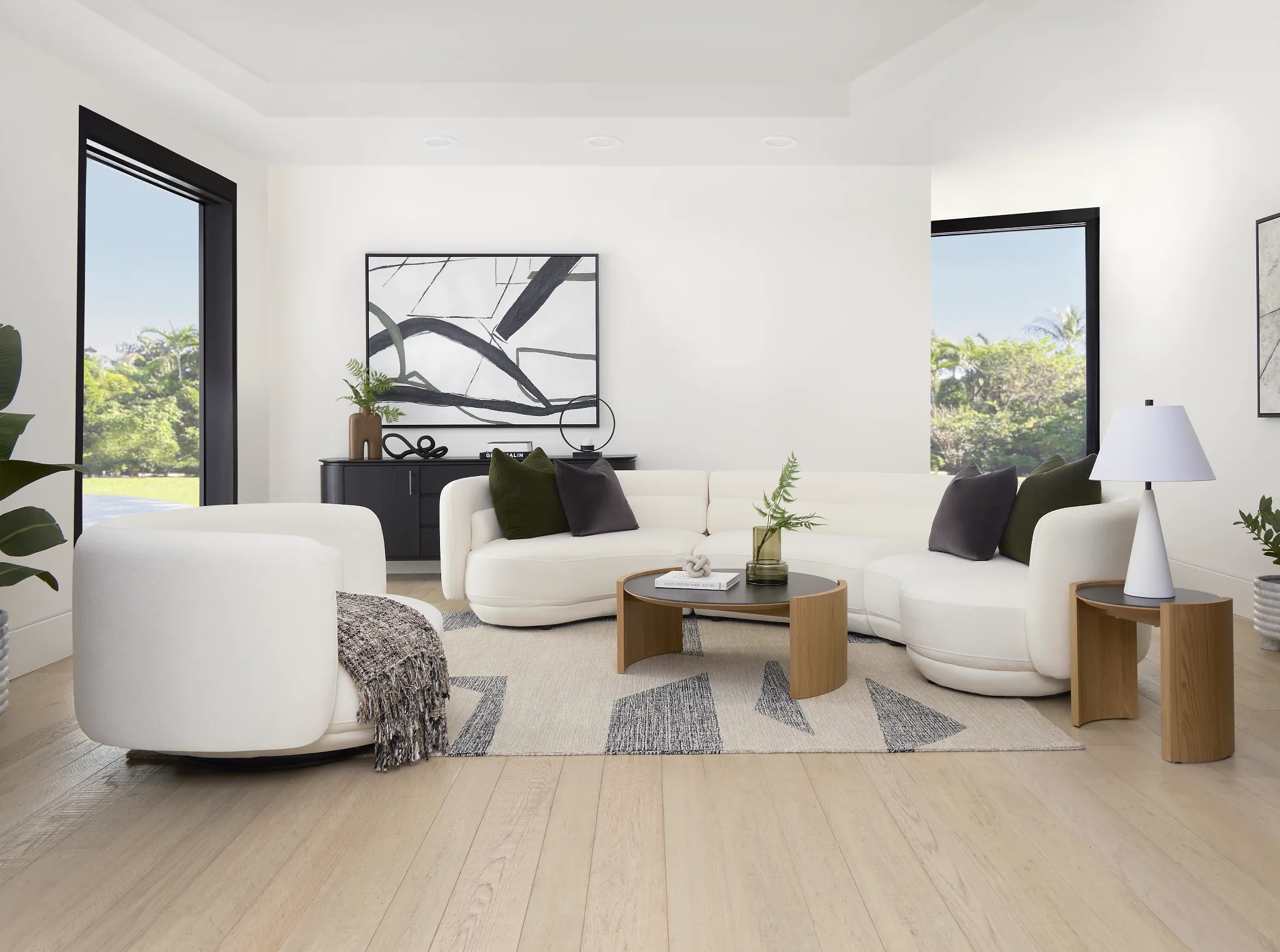 Presley White Fabric 3-piece Modular Sectional