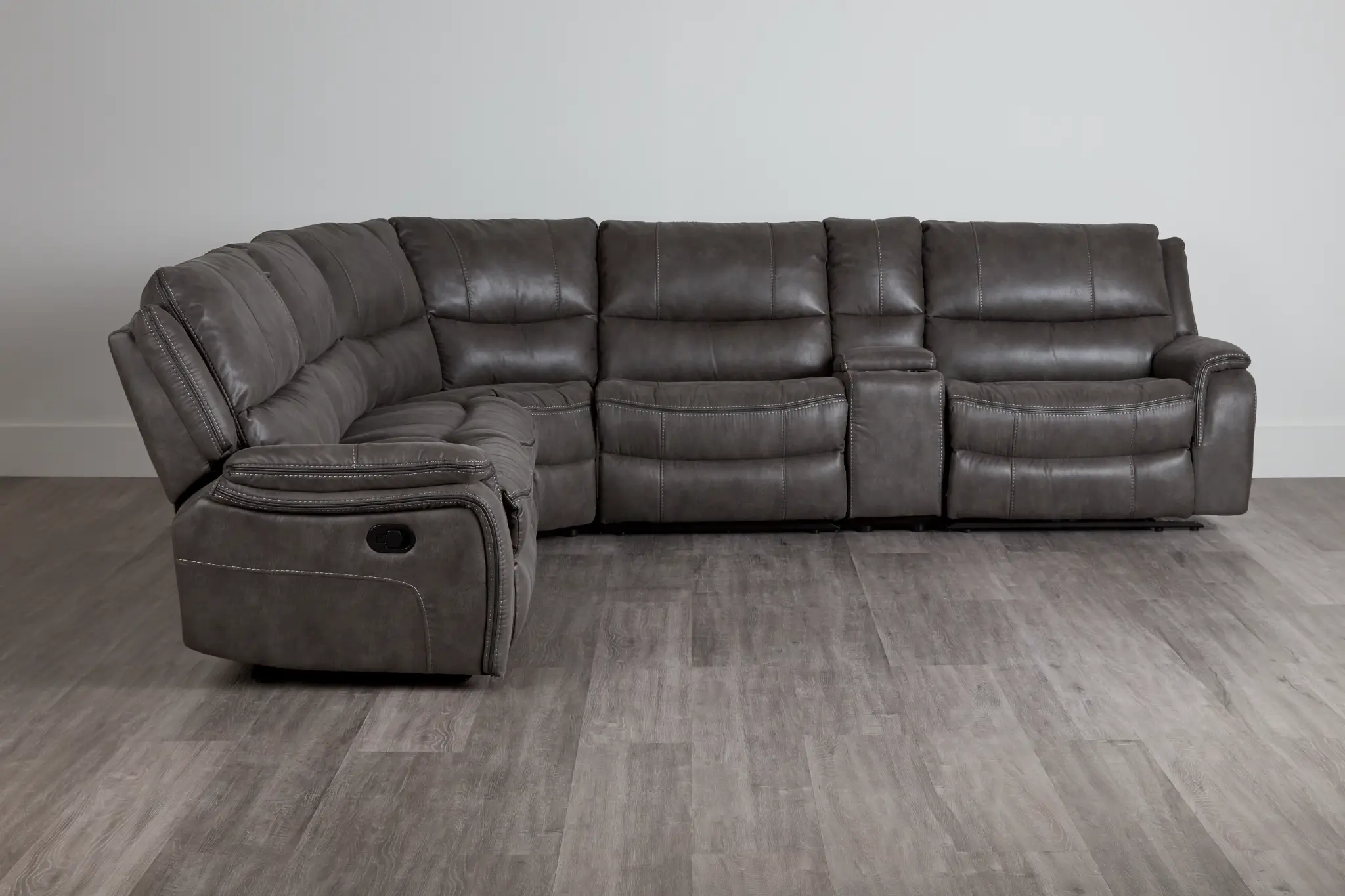 Dober Dark Gray Micro Medium Dual Manual 2-arm Sectional Dober Dark Gray Micro Medium Dual Manual 2-arm Sectional